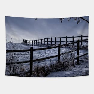 Winter Fence Scene in Alberta, Canada Tapestry