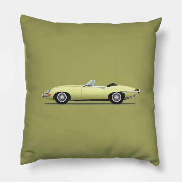 Jaguar E Type Roadster Primrose Pillow by SteveHClark