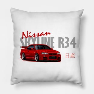 Nissan Skyline GTR r34 Red, JDM Car Pillow