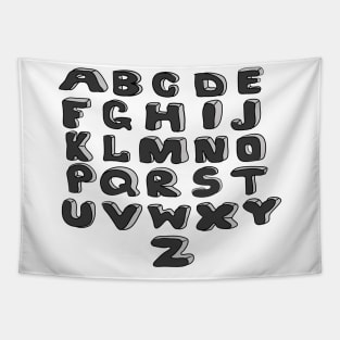 English alphabet 3D. Back to school soon. Letters for children. Study. Tapestry