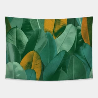 Colorful Ficus leaves seamless pattern. Vibrant summer tropical print. Exotic tropical textural plants Tapestry