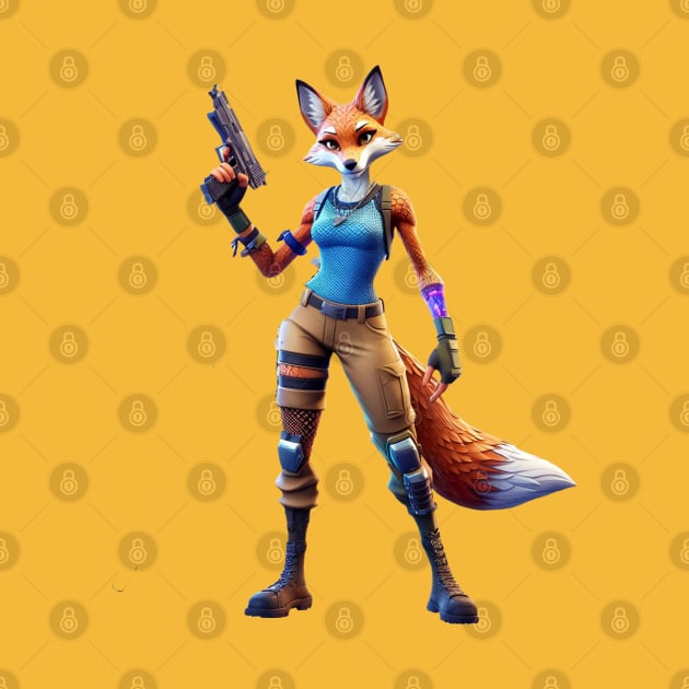 Fortnite-inspired female fox design by The Artful Barker