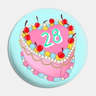 28th Birthday cake Pin