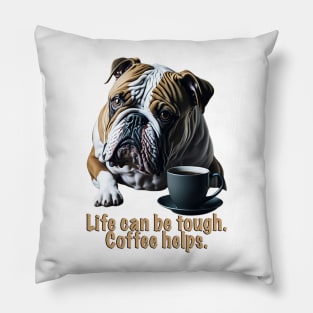 Coffee and Grumpy Bulldog Pillow