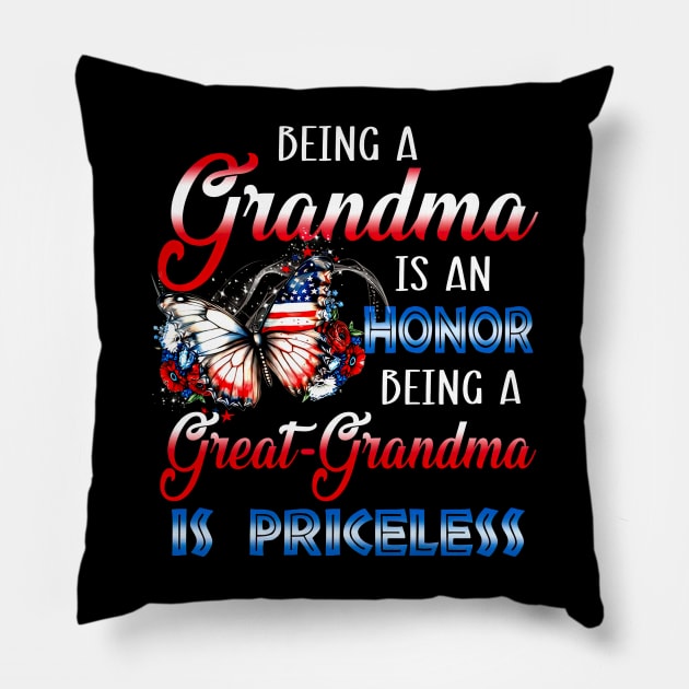 Butterfly Being A Great Grandma Is Priceless Mother's Day Pillow by PlumleelaurineArt