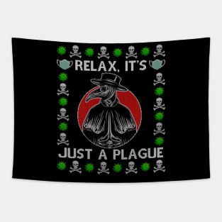 Relax, it's just a plague Plague Doctor Ugly Christmas Sweater Tapestry