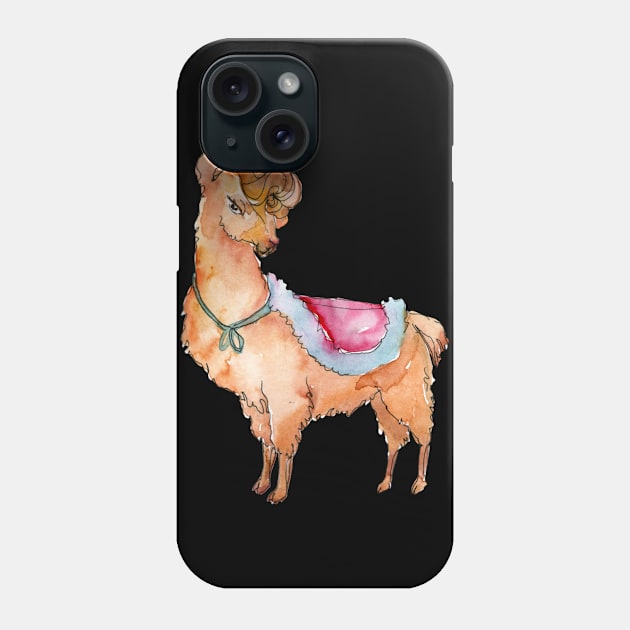 Watercolor Funny Alpaca Wearing a Cape Phone Case by StacysCellar