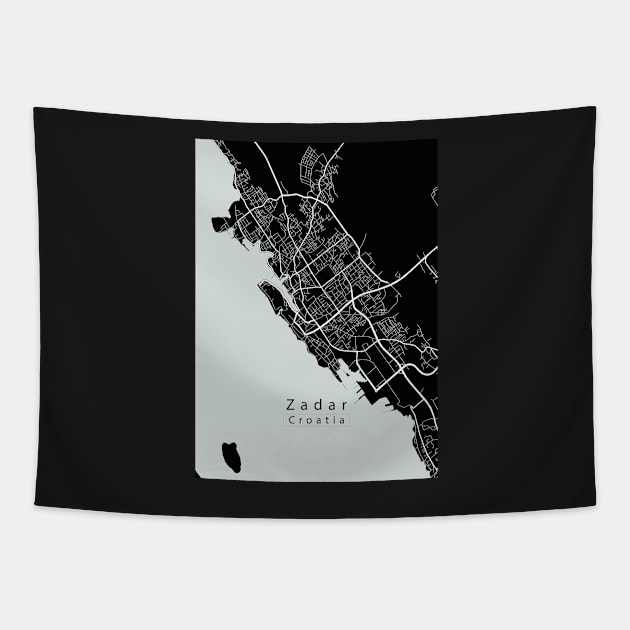 Zadar Coratia City Map dark Tapestry by Robin-Niemczyk