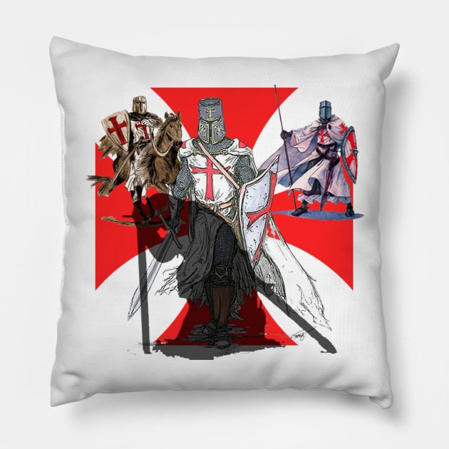 Freemasons Masonic York Rite Knight Templar in red and white Pillow by hclara23