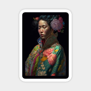 Geisha in floral kimono Magnet