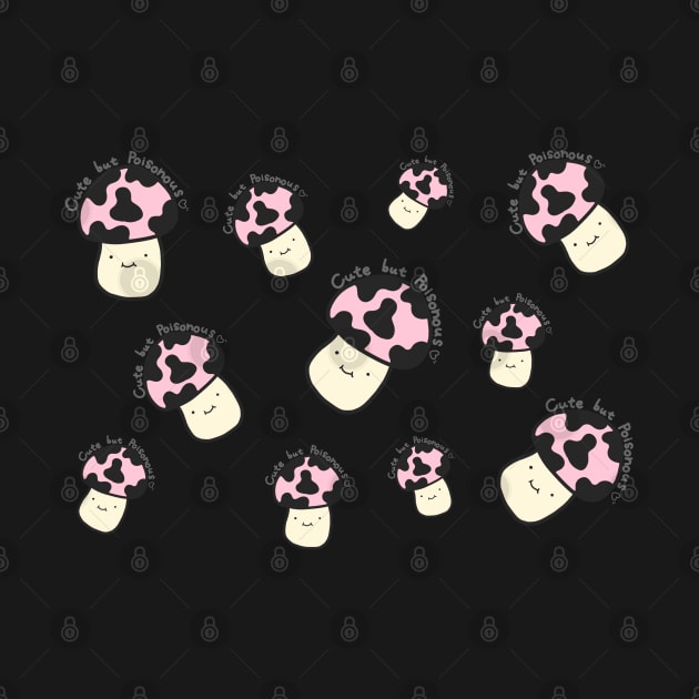 Cute but Poisonous Mushrooms Pattern Kawaii Pink Anime Harajuku Pink Mushroom Logo Minimal Art by Marinaaa010