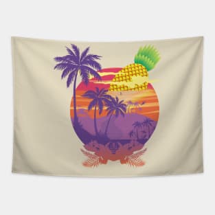 Sunset Pineapple Beach Tapestry