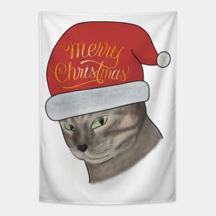 Kitty Santa-Merry Christmas Tapestry