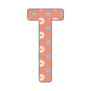 MONOGRAM LETTER T PINK FLORAL TYPOGRAPHY DESIGN T-Shirt