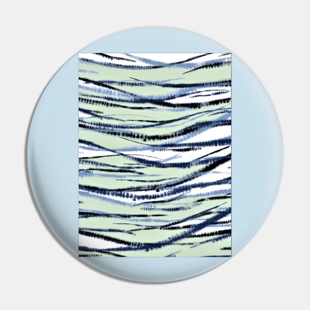 Shibori Blue Green Waves Pin by Minxylynx4