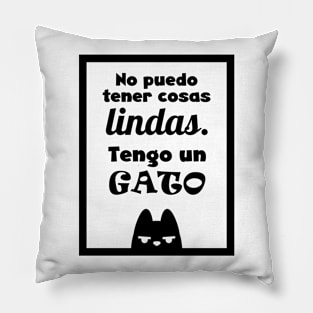 Fun cat sign - Spanish Pillow