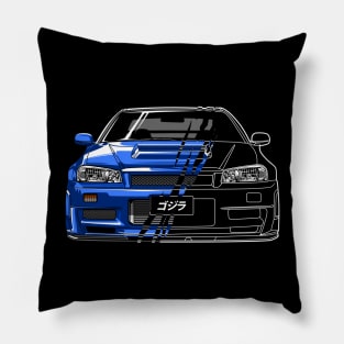 R34 GTR Skyline Turbo JDM Tuning Car 90s Fan Pillow