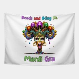 "Retro Rhythms of Mardi Gras: Beads Fusion" - Cajun Party New Orleans Tapestry