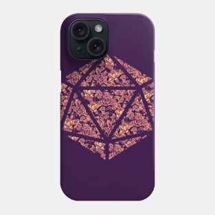 Purple Sunset Gradient Rose Vintage Pattern Silhouette D20 - Subtle Dungeons and Dragons Design Phone Case