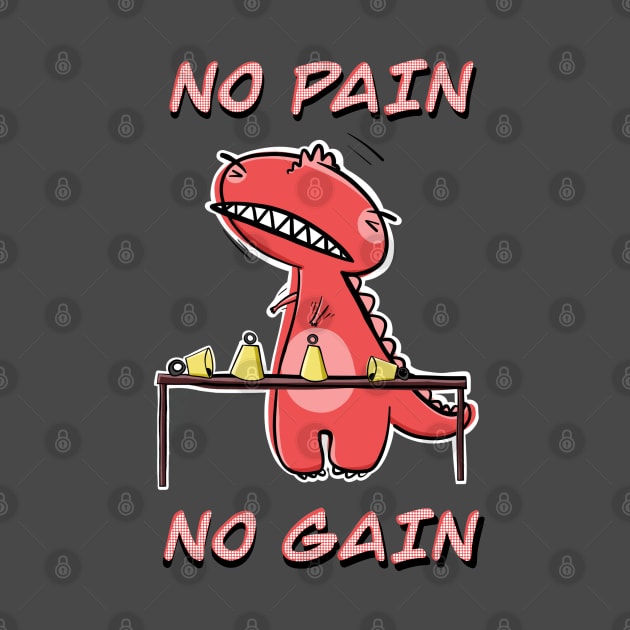 Funny Red T-Rex Practicing Handbells "No Pain, No Gain" by SubtleSplit