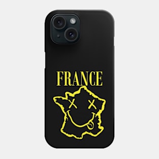 Vibrant France: Unleash Your 90s Grunge Spirit! Smiling Squiggly Mouth Dazed Smiley Face Phone Case