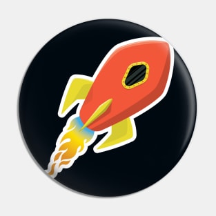 Cute Orange Rocket Ship Pin