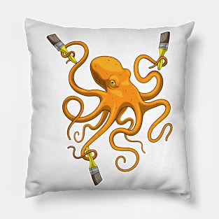 Octopus Painter Paint brush Painting Pillow