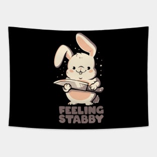 Feeling Stabby - Funny Cute Sarcastic Rabbit Bunny Cute Knife Gift Tapestry