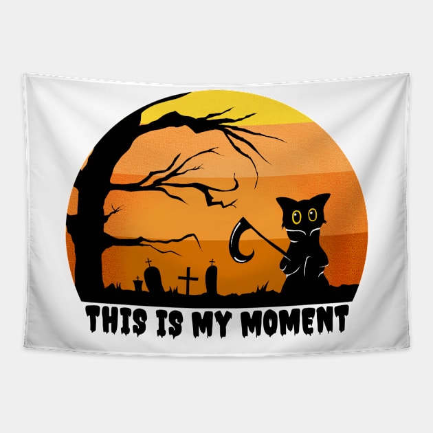 Cute halloween black cat Tapestry by Nelelelen