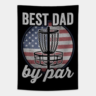 Best Dad By Par Funny Disc Golf Player USA Tapestry