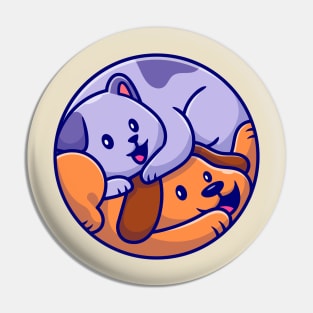 Cute Cat and Dog Cartoon Pin