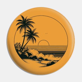 Sunset Beach Vibes Black Work Minimalist Pin