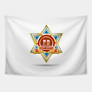 Police Golden Badge Emblem Tapestry