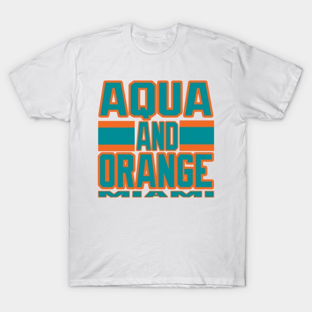 OffesniveLine Miami Lyfe Aqua and Orange Football Colors T-Shirt