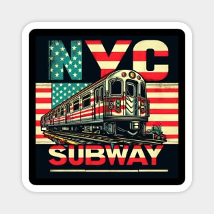 NYC Subway Usa Flag Magnet