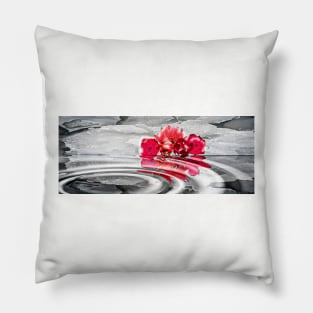 Snowy Flowers Reflections Pillow