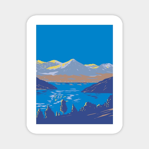 Lake Geneva on North Side of Swiss Alps Switzerland WPA Art Deco Poster Magnet by patrimonio