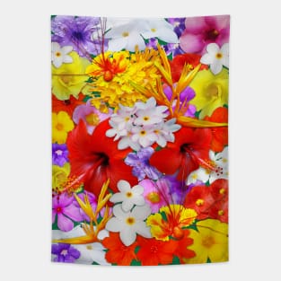 Exotic Flowers Colorful Explosion Tapestry