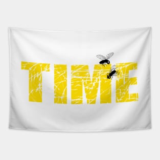 TIME FLIES with TIME character and flies Tapestry