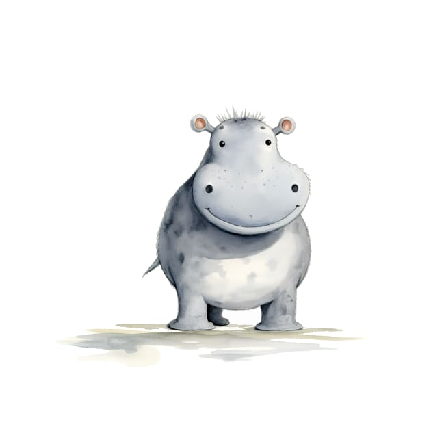 Cute Baby Hippo by Geminiartstudio