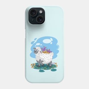 The bird's mom makes a nest on a sheep's back Phone Case