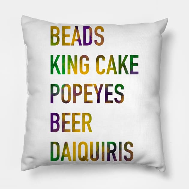 Mardi Gras Essentials Pillow by AlliCatz