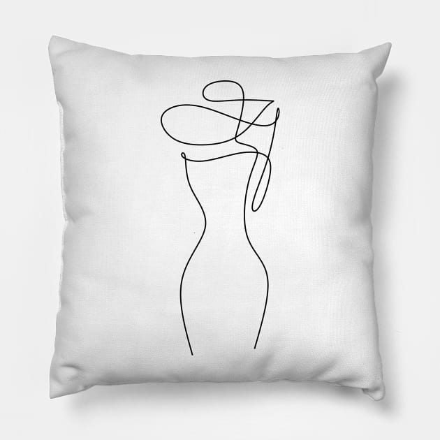 Woman in hat one line art. Pillow by OneLinePrint