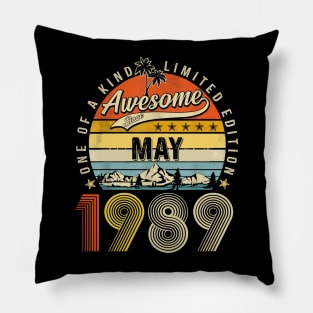 Awesome Since May 1989 Vintage 34th Birthday Pillow