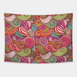 Whimsical Retro Pastel Wave Pattern Tapestry