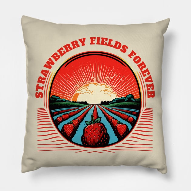 Strawberry Fields Forever Pillow by LoffDesign