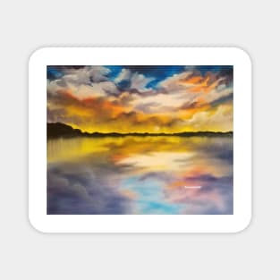 Dramatic Sky, Cloudy Sky, Beautiful Sunset, Waterscape, Skyscape, gorgeous sky, water and sky Magnet