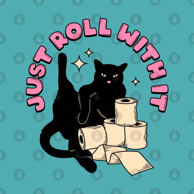 Roll with it Black Cat in blue by The Charcoal Cat Co.