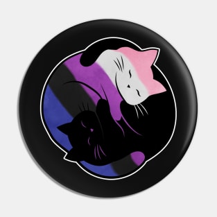 Genderfluid Yin Yang Cat Pin