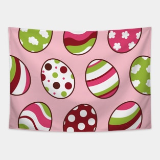 Egg Pattern | Pink Green | Stripes Clouds Flowers Dots | Soft Pink Tapestry